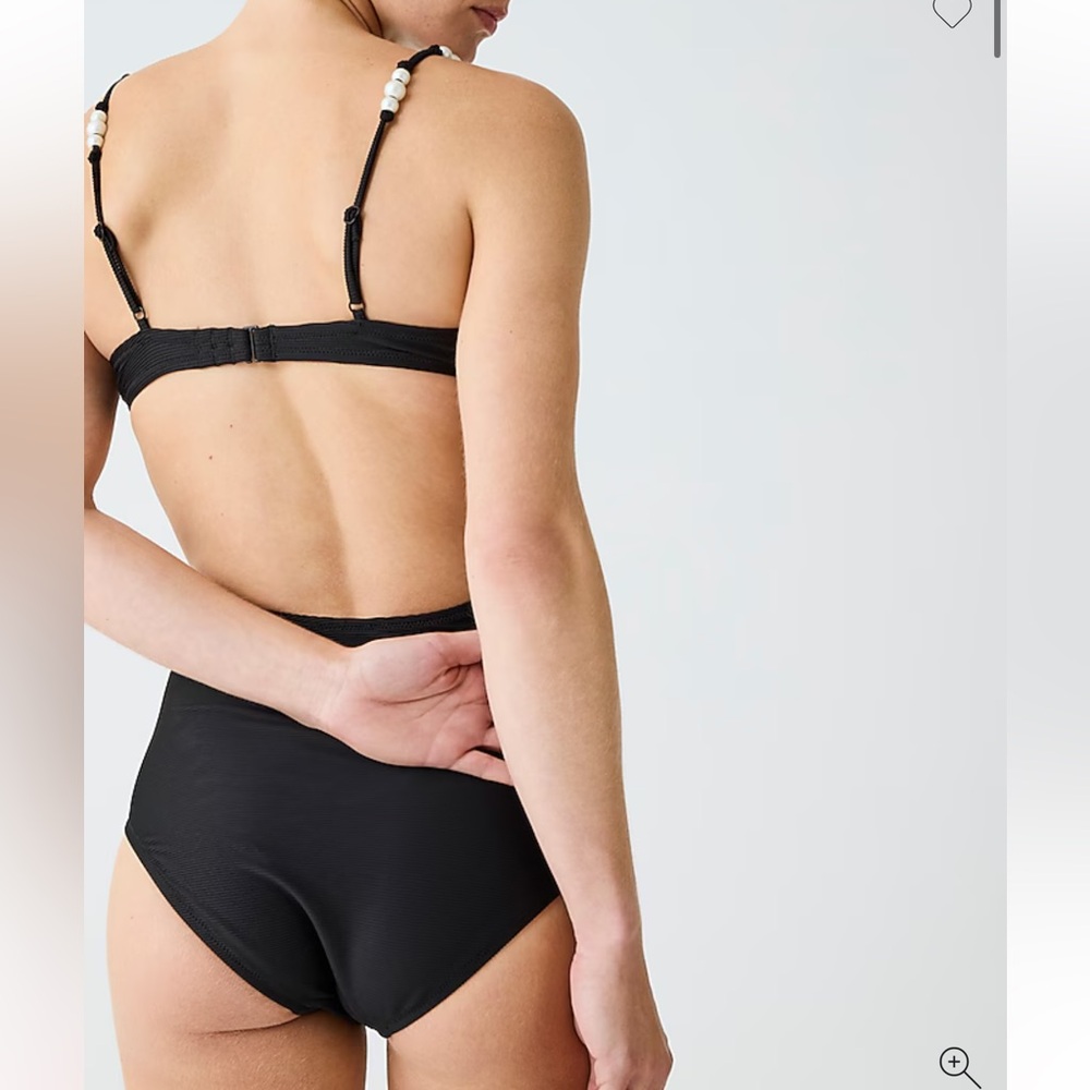 J. Crew Ribbed Cutout One-Piece Swimsuit with Pearls - Picture 3 of 7